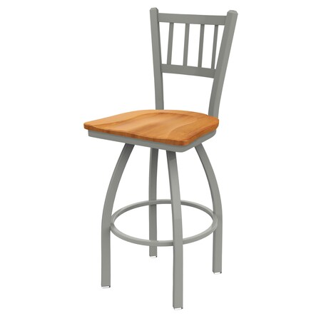 Holland Bar Stool Co 30" Swivel Bar Stool, Nickel Finish, Med Maple Seat 81030ANMedMpl